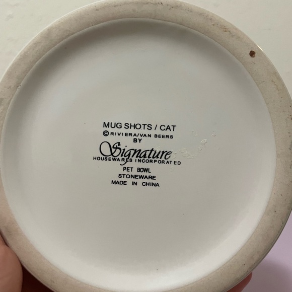 Mug Shots Cat Riveria Van Beers Stoneware Food Water Bowl Signature Housewares - Picture 6 of 6